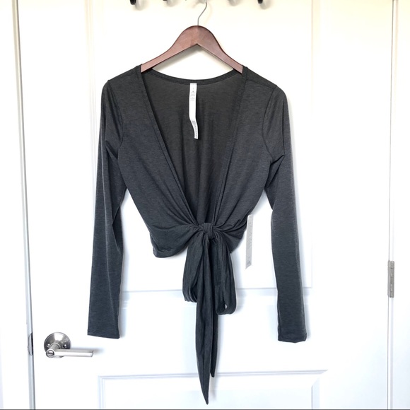 lululemon athletica Tops - Lululemon Tied to It Wrap Top in Charcoal Gray